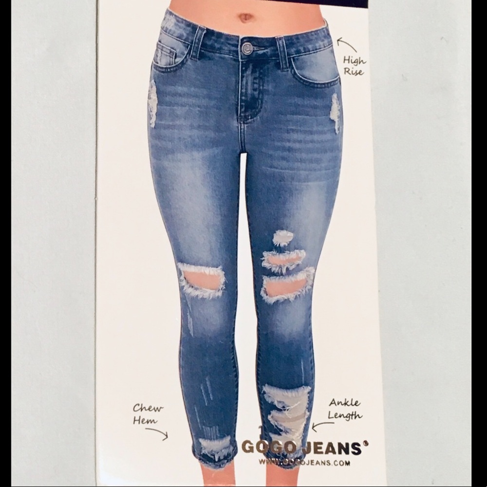 High Rise Destroyed Ankle Length Skinny Jeans
